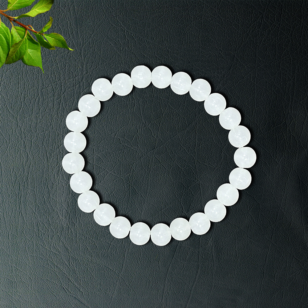 White pearly artificial stone elasticated elegant bracelet