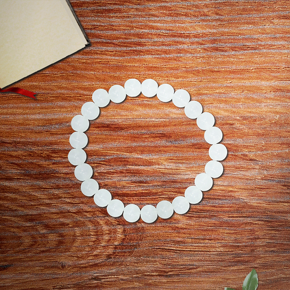 White pearly artificial stone elasticated elegant bracelet - Image 2